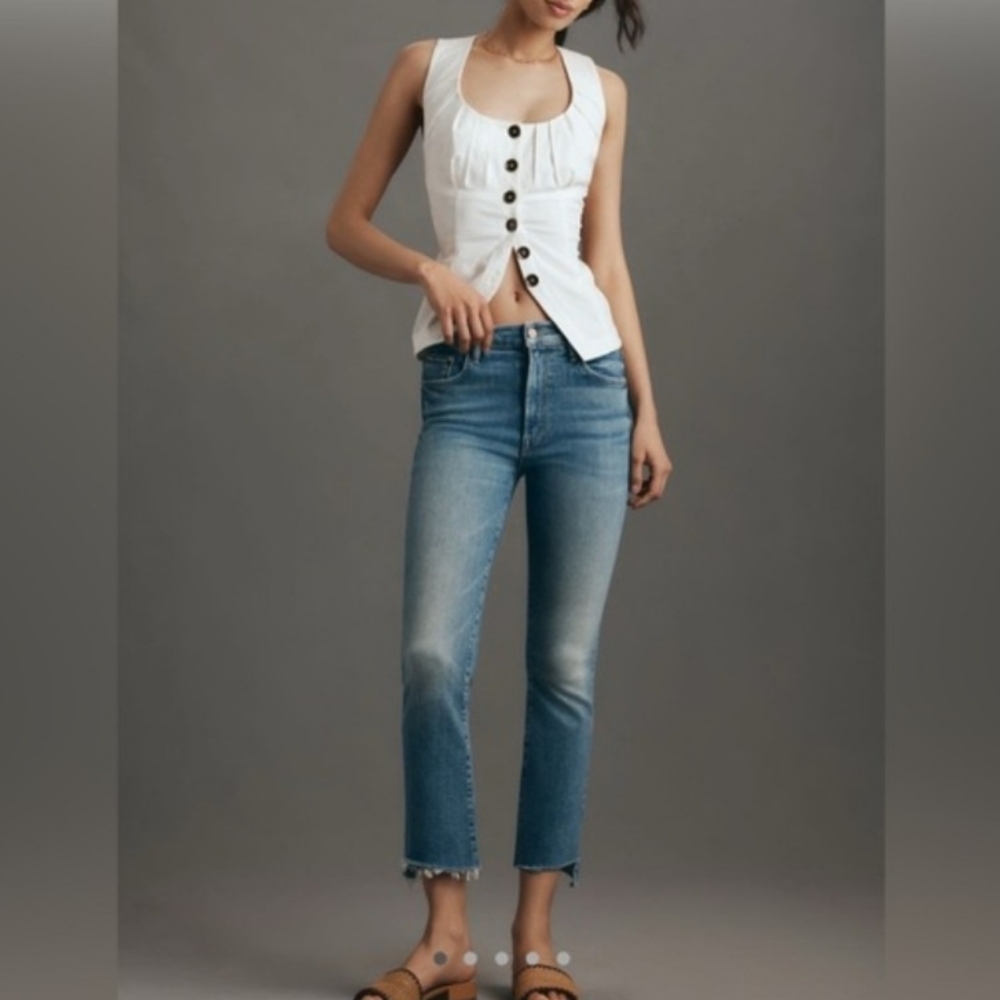 MOTHER the insider crop step fray jeans monkey in the middle 25